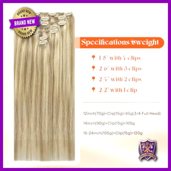 18 Inch Clip In Human Hair Extensions 120g Heat Friendly Remy Hair main image 5